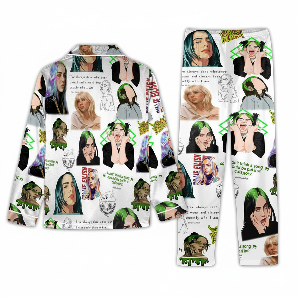 Billie Eilish Pajama Set With Artistic Design For Women