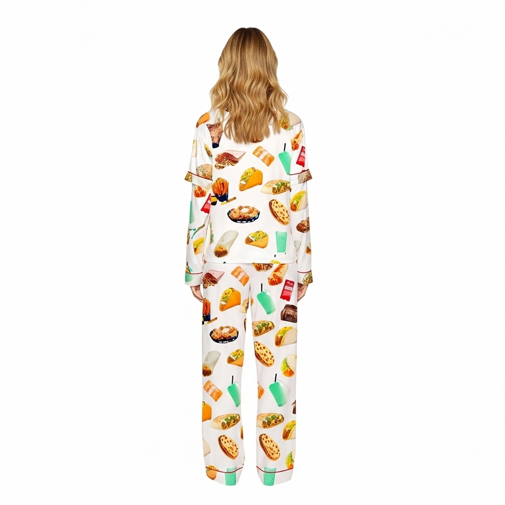 Food Themed Pajama Set With Taco Design