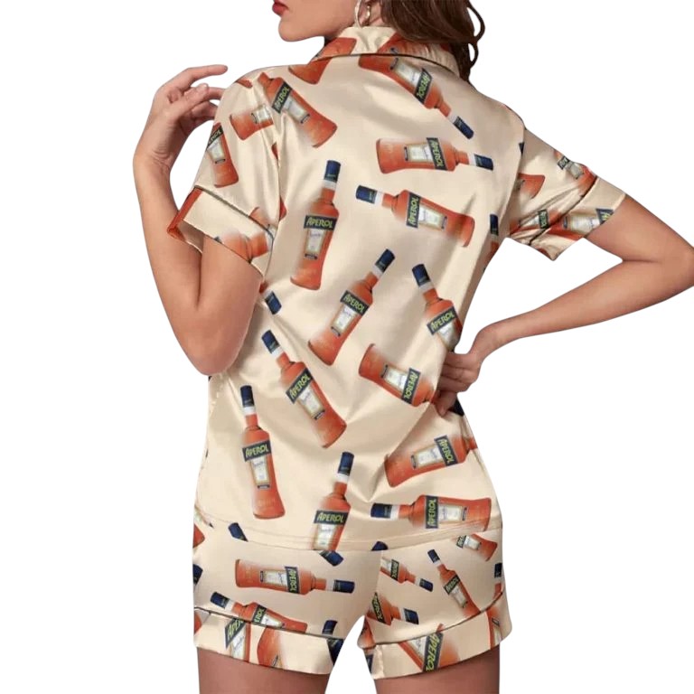 Bottle Illustration Themed Pattern Pajama Set