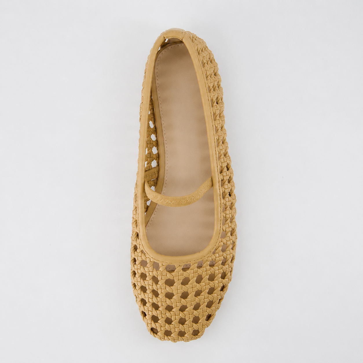 Woven Mary Jane Ballet Flats with Cushioned Insole for Women