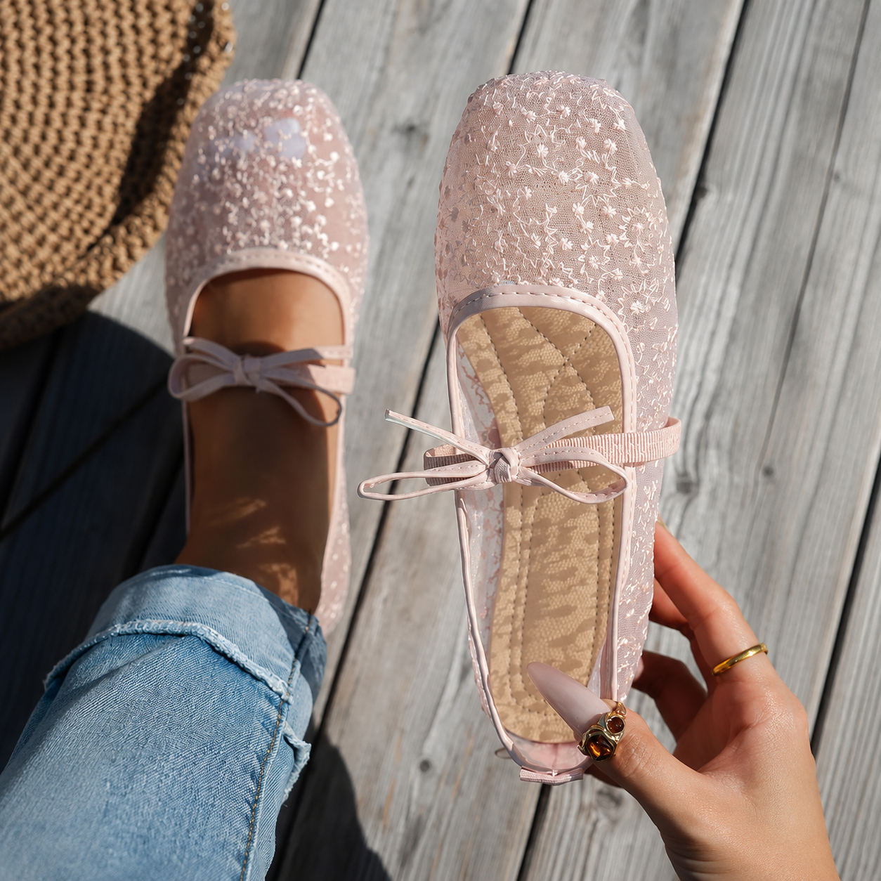 Casual Lace Up Ballet Flats with Square Front for All Season Wear for Women