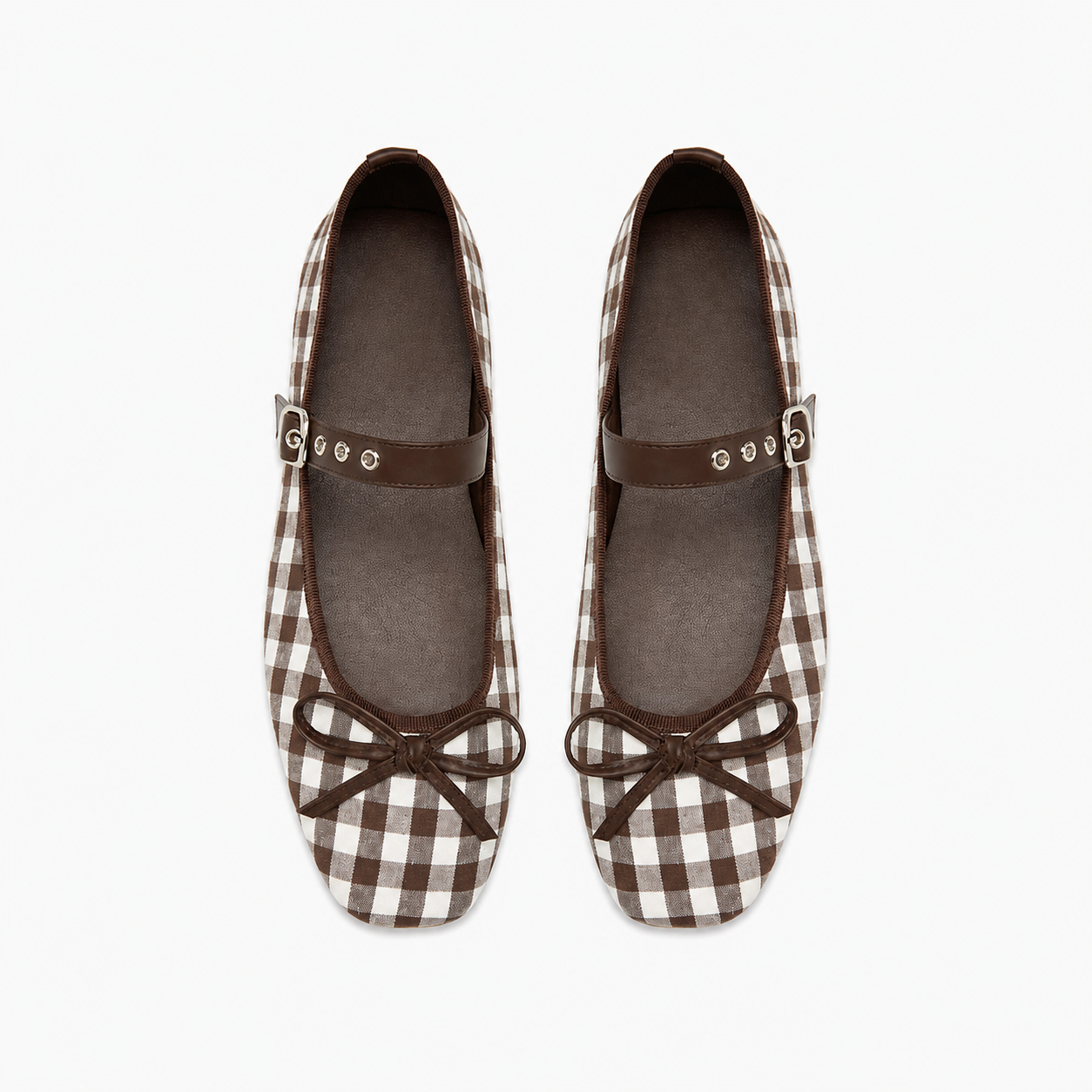 Bow Detail Buckle Mary Jane Flats with Square Front for Women