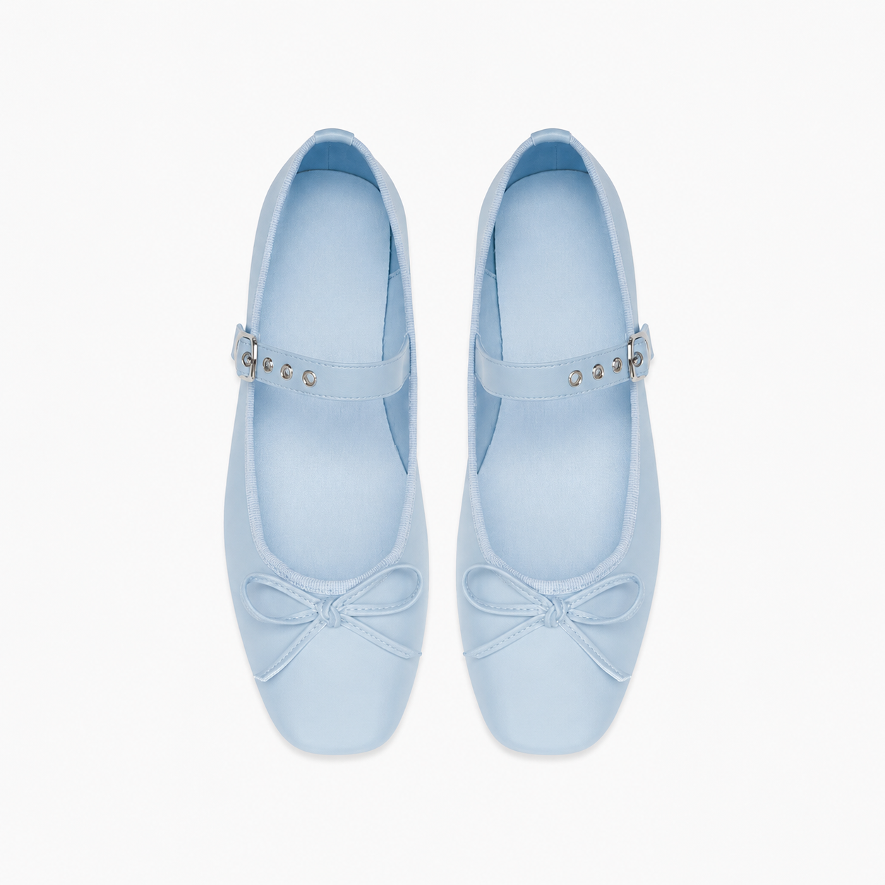 Bow Detail Buckle Mary Jane Flats with Square Front for Women