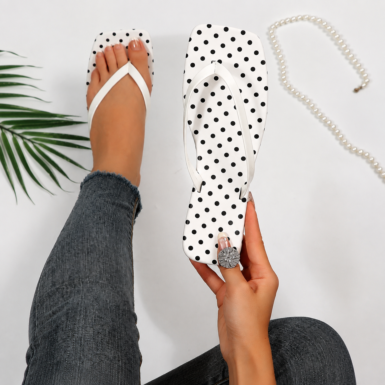 Square Front Slip On Flat Sandals for Casual Summer Wear for Women