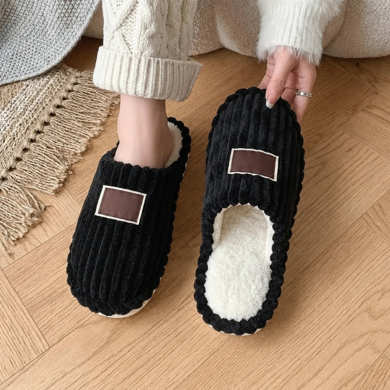 Thick Sole Indoor Outdoor Fur Slippers For Women