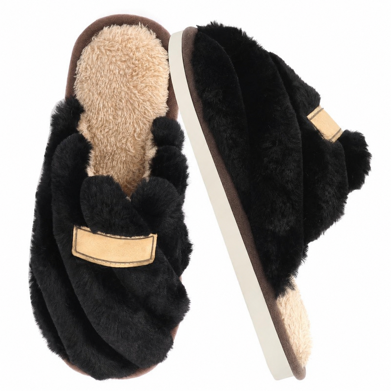 Thick Sole Indoor Outdoor Fur Slippers For Women