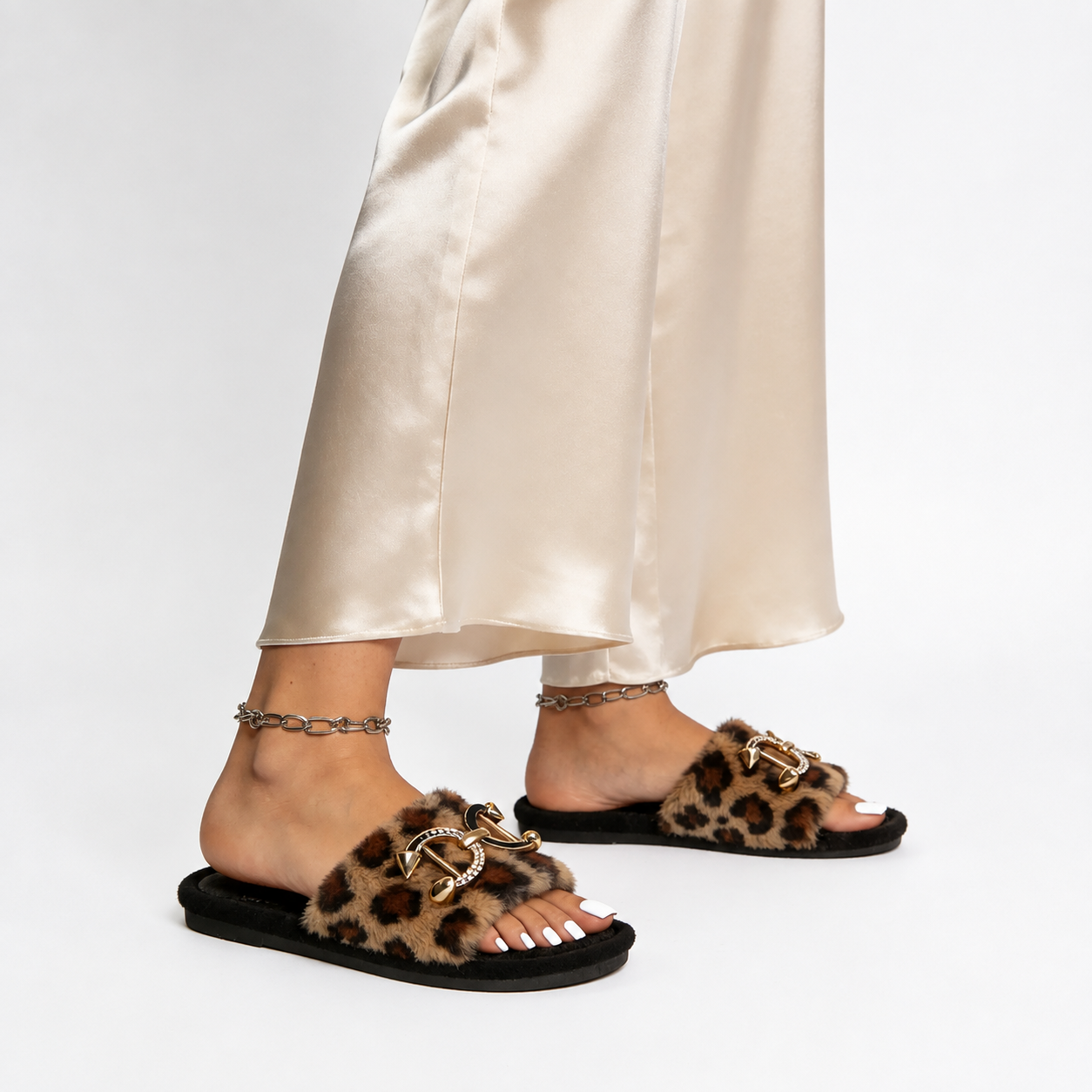 Furry Soft Rubber Sole Slippers For Women
