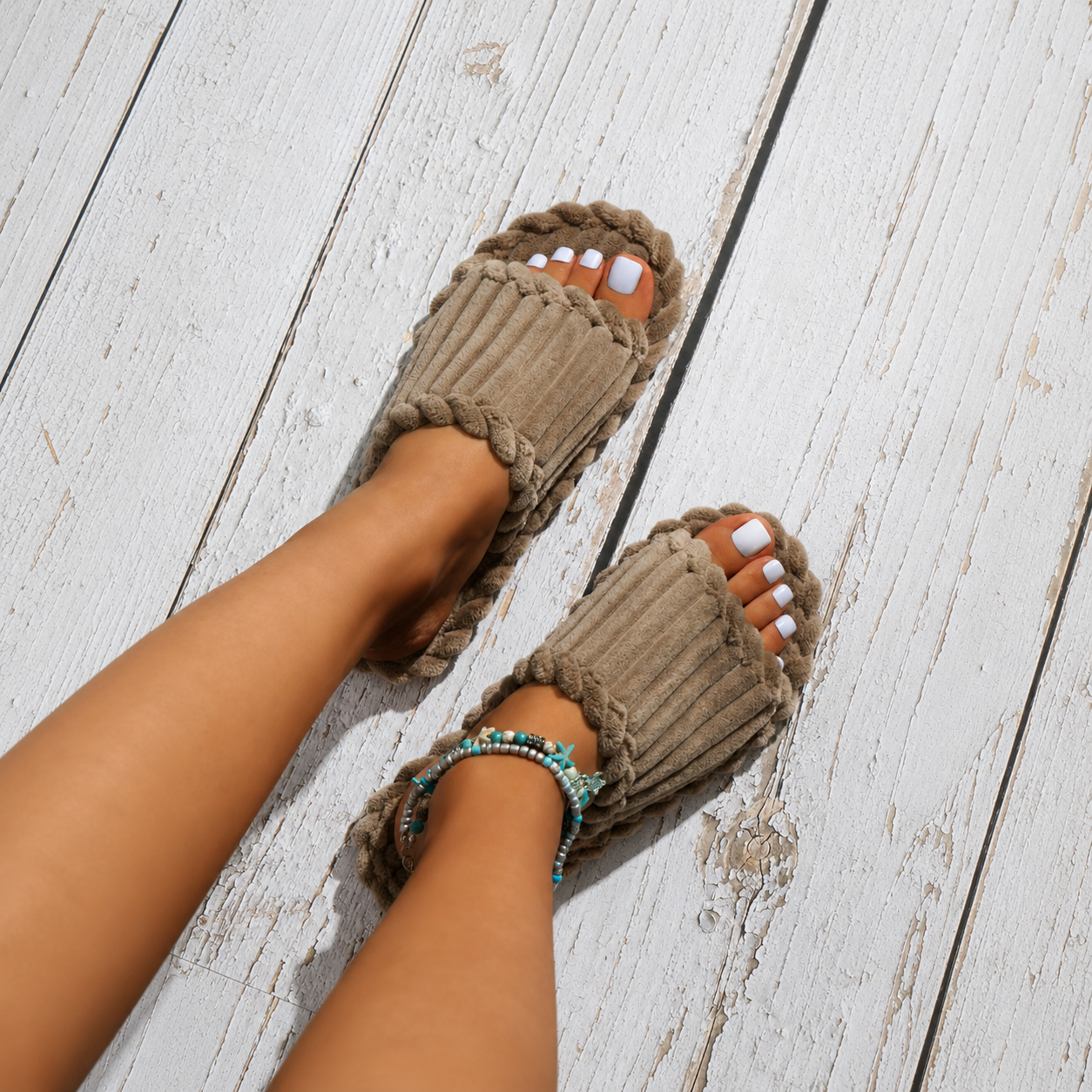 Fluffy Fleece Indoor Winter Slippers For Women