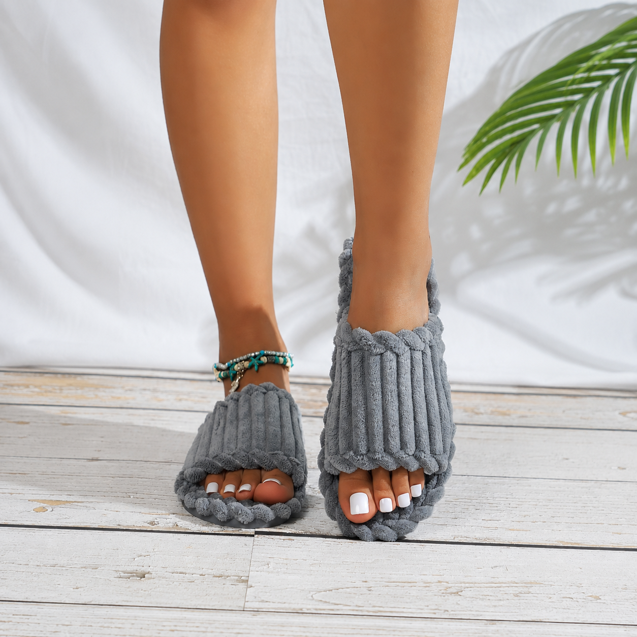 Fluffy Fleece Indoor Winter Slippers For Women
