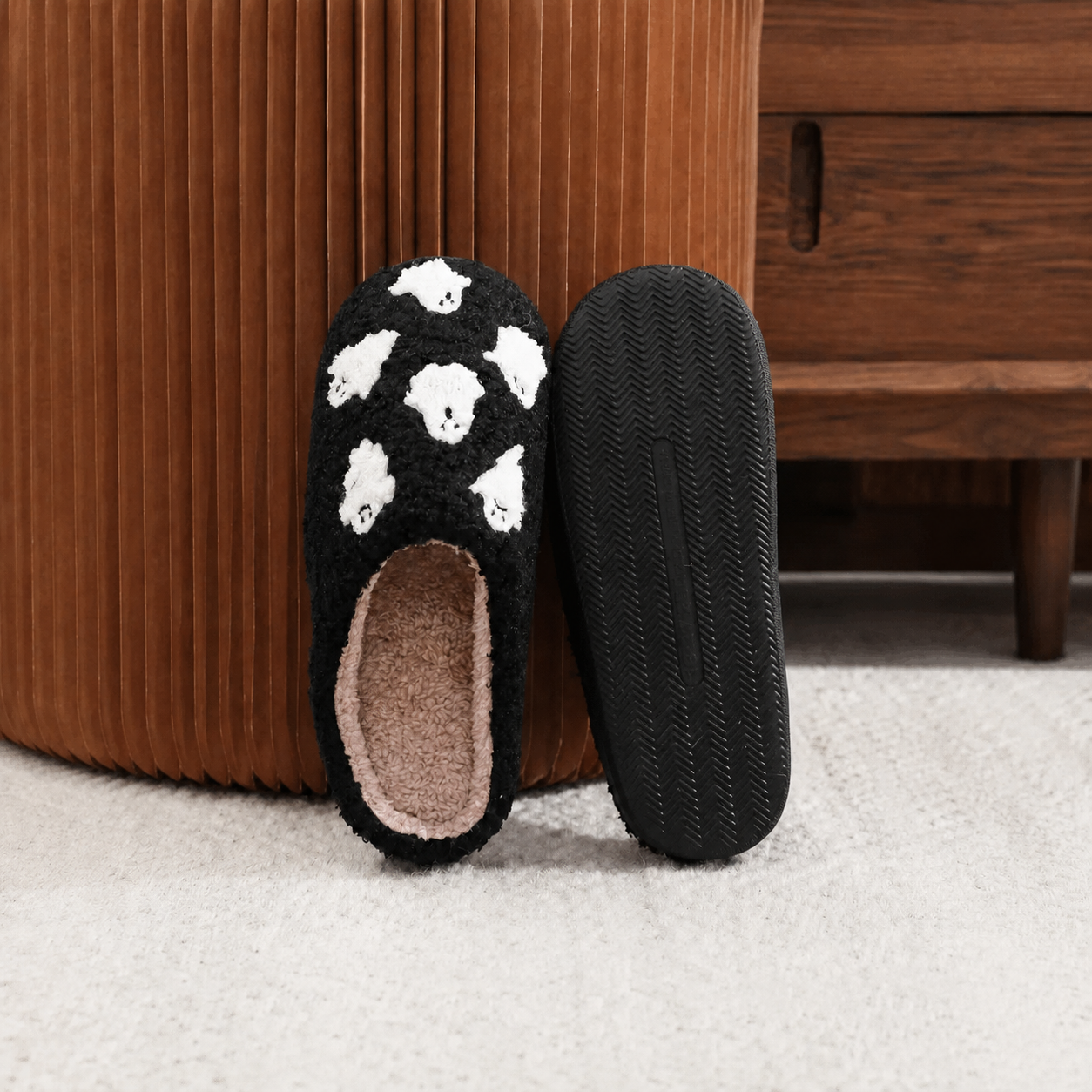  Halloween Themed Casual Flat Plush Slippers For Women