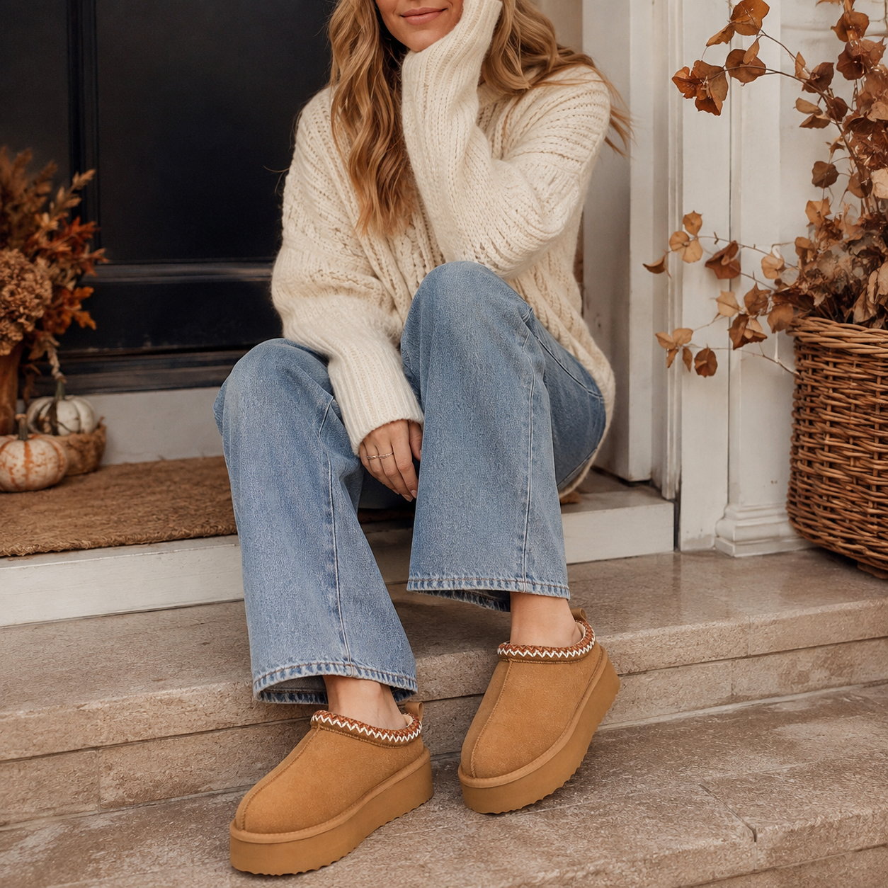 Faux Fur Casual Cushioned Platform Slippers For Women