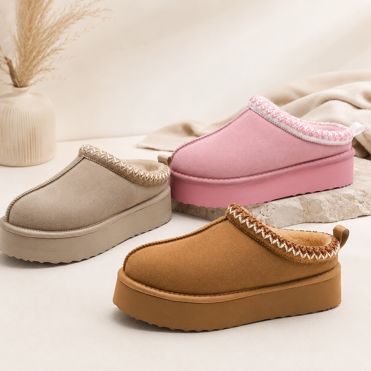 Faux Fur Casual Cushioned Platform Slippers For Women
