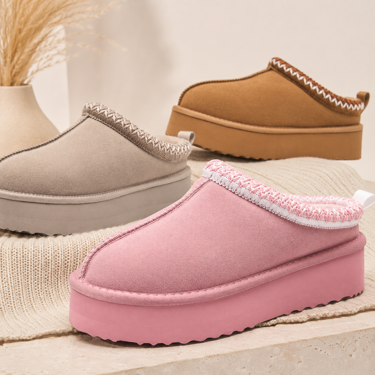 Faux Fur Casual Cushioned Platform Slippers For Women