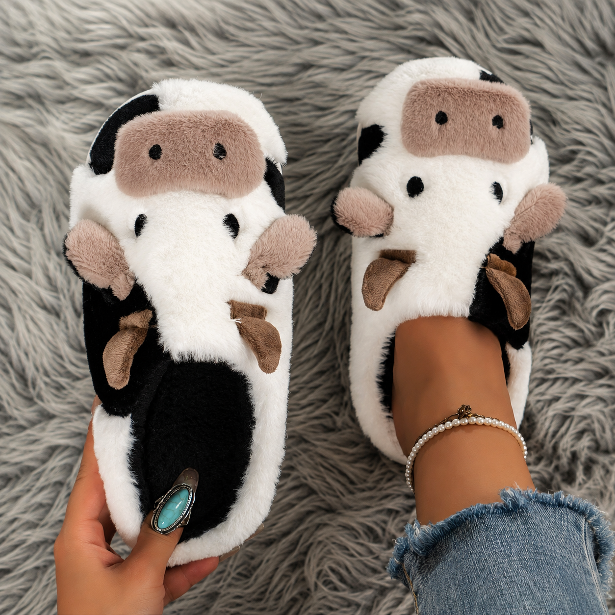 Cartoon Cow Printed Slippers For Casual Wear
