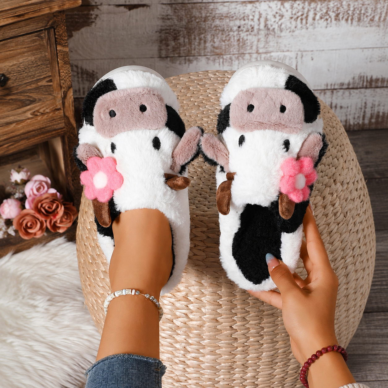 Cartoon Cow Printed Slippers For Casual Wear