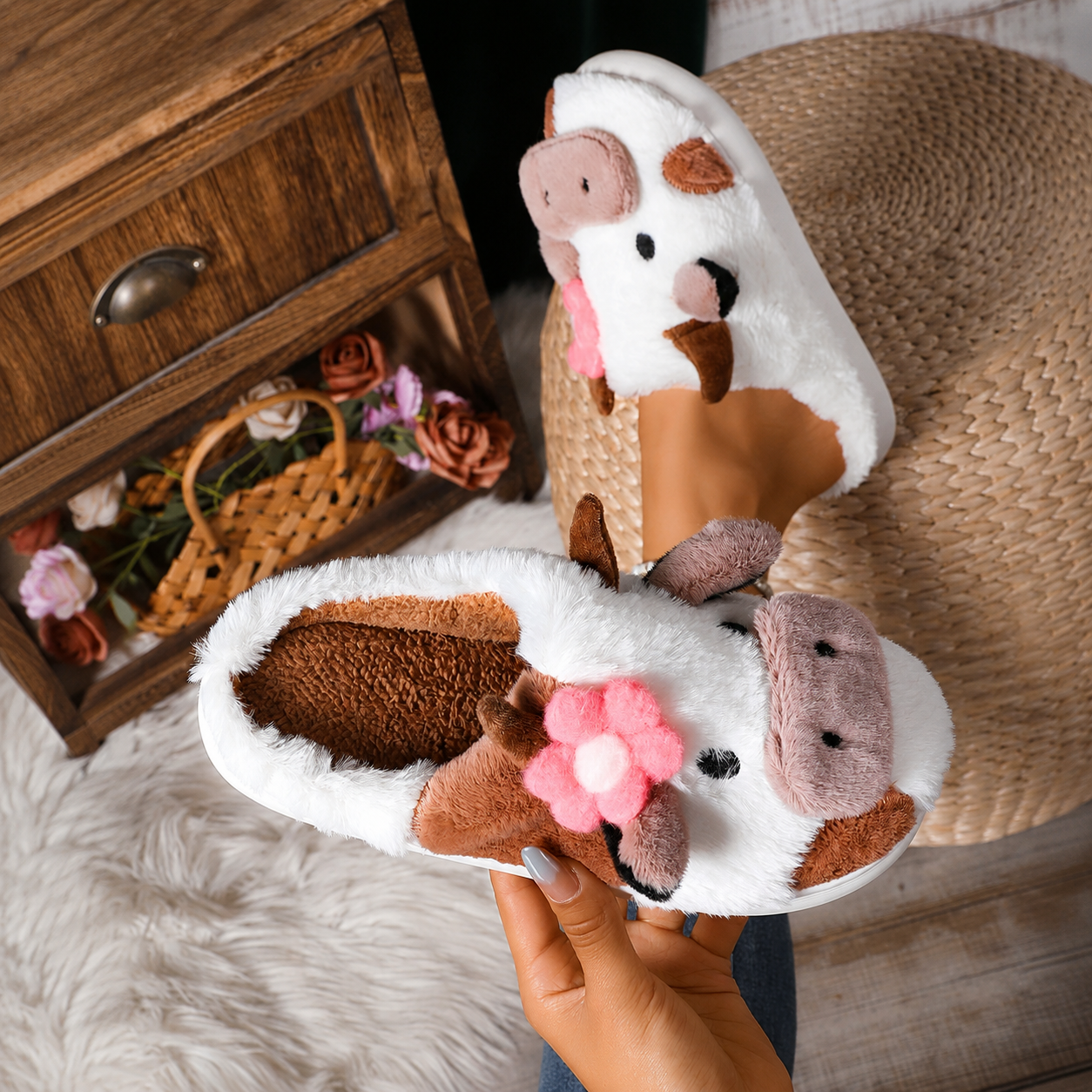 Cartoon Cow Printed Slippers For Casual Wear