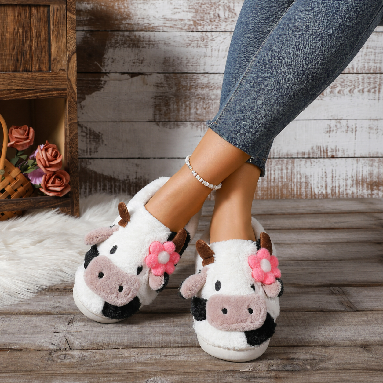 Cartoon Cow Printed Slippers For Casual Wear