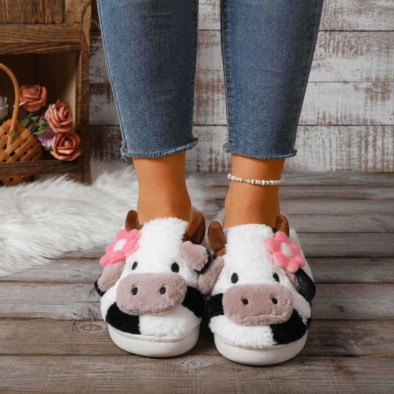 Cartoon Cow Printed Slippers For Casual Wear