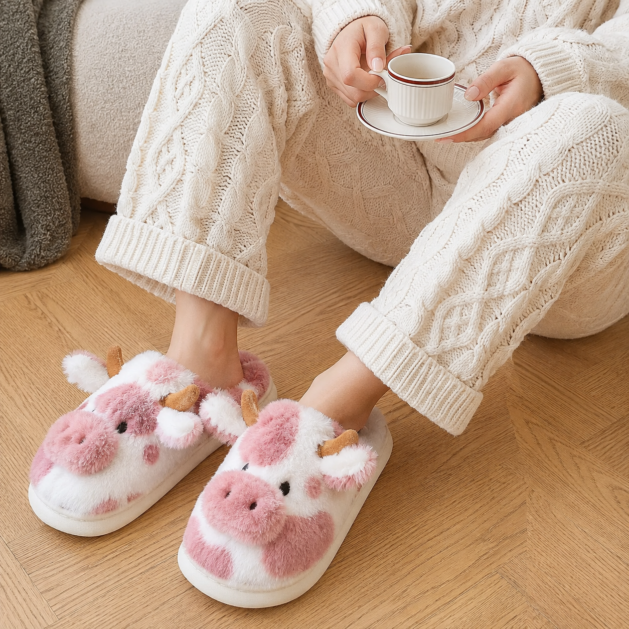 Cartoon Cow Printed Slippers For Casual Wear