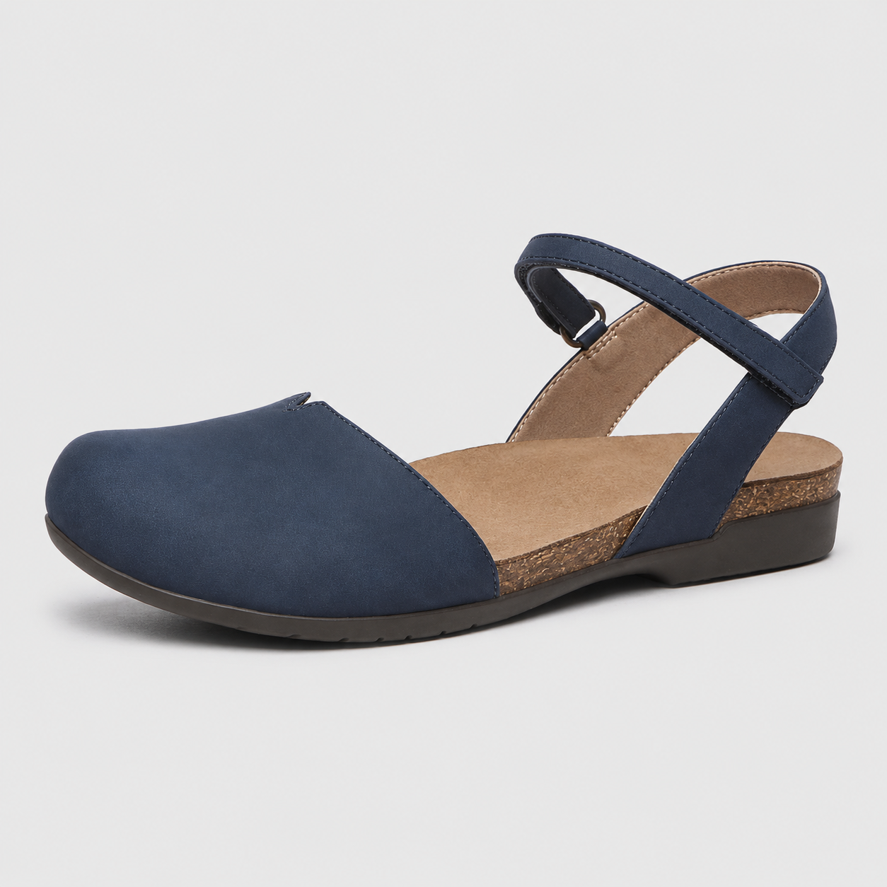 Closed Flat Sandals with Cork Footbed for Women