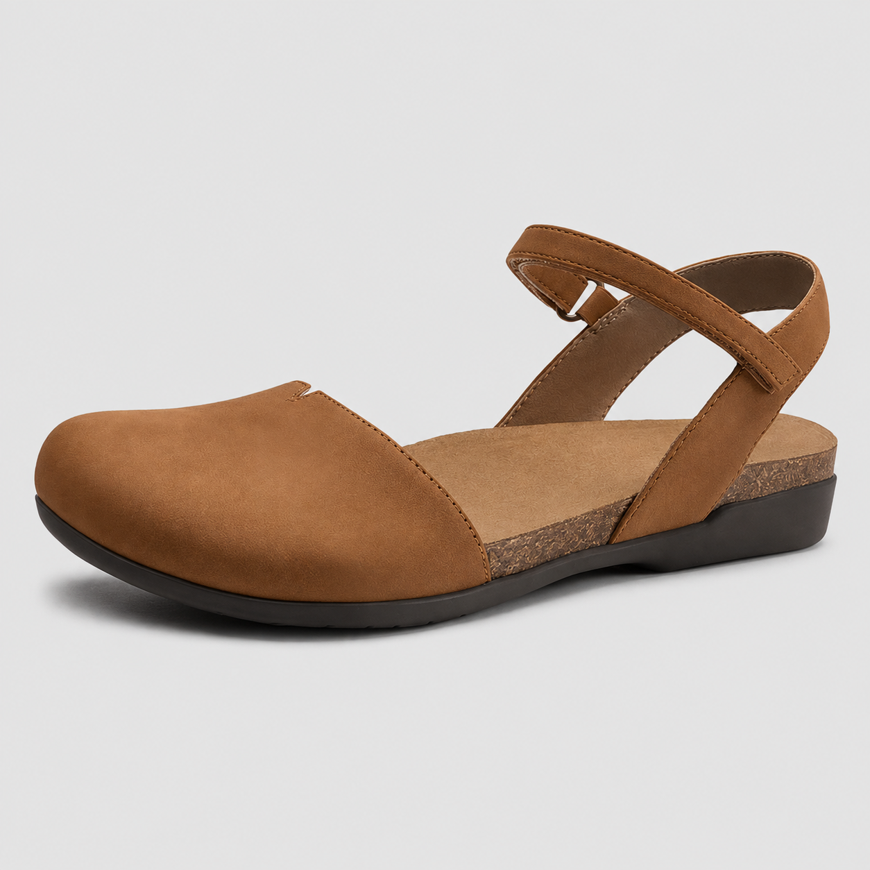 Closed Flat Sandals with Cork Footbed for Women