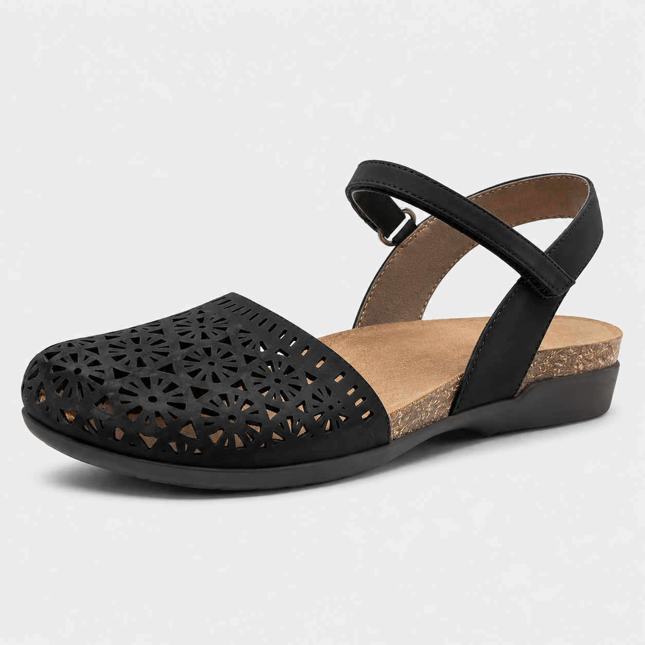 Closed Flat Sandals with Cork Footbed for Women