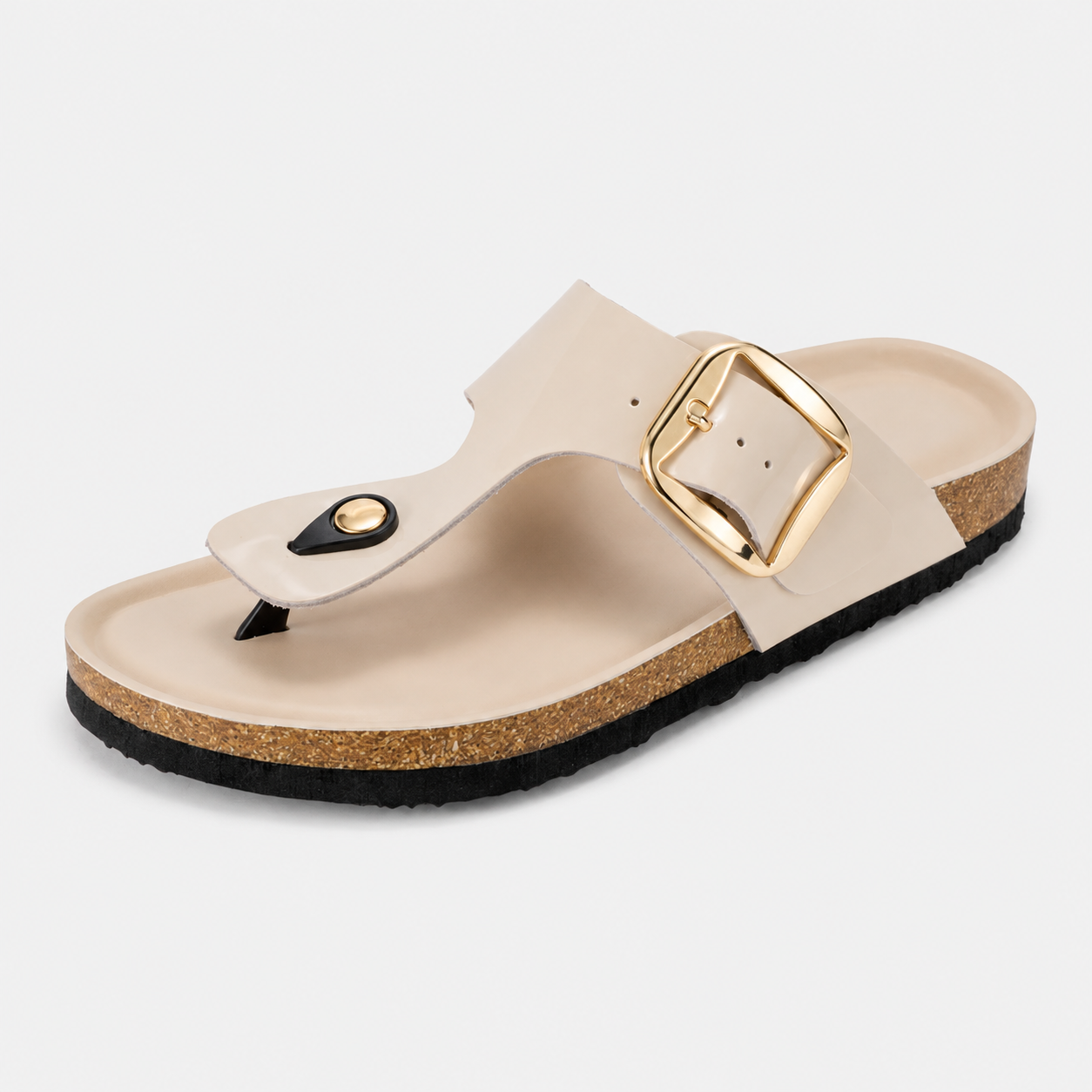 Casual Buckle Slide Sandals with Cushioned Insole and Non Slip Sole for Women