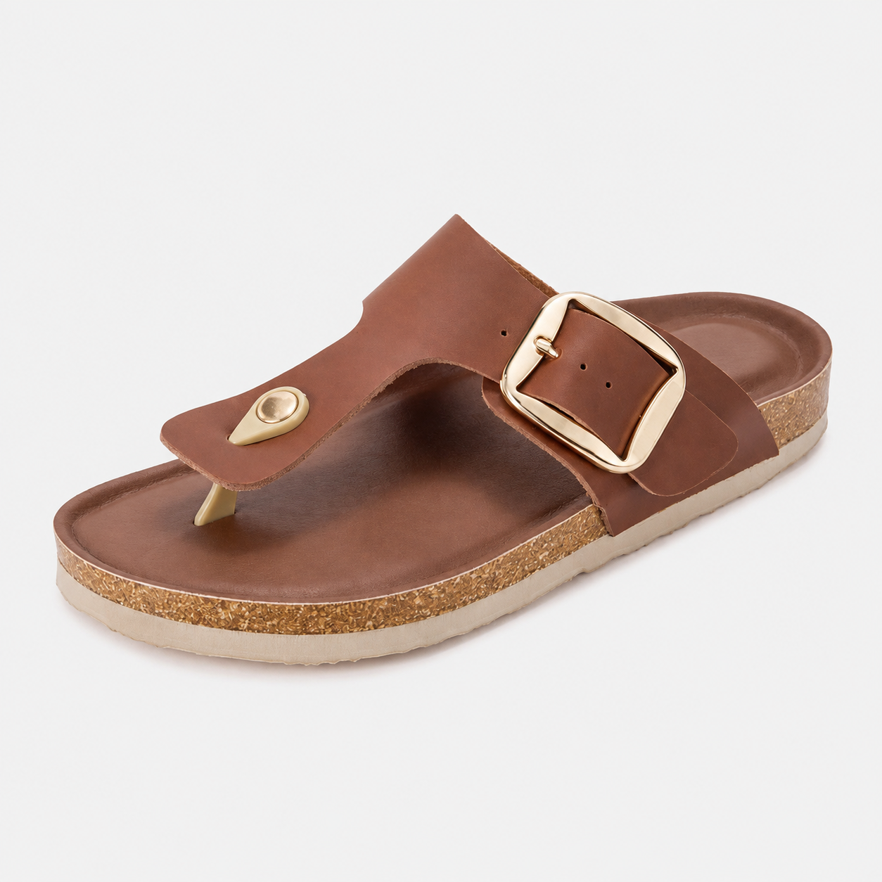 Casual Buckle Slide Sandals with Cushioned Insole and Non Slip Sole for Women