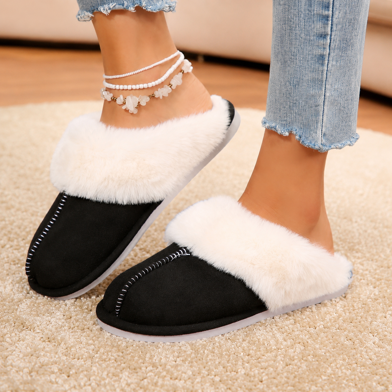 Casual Cozy Slip On Moccasin Slippers For Women