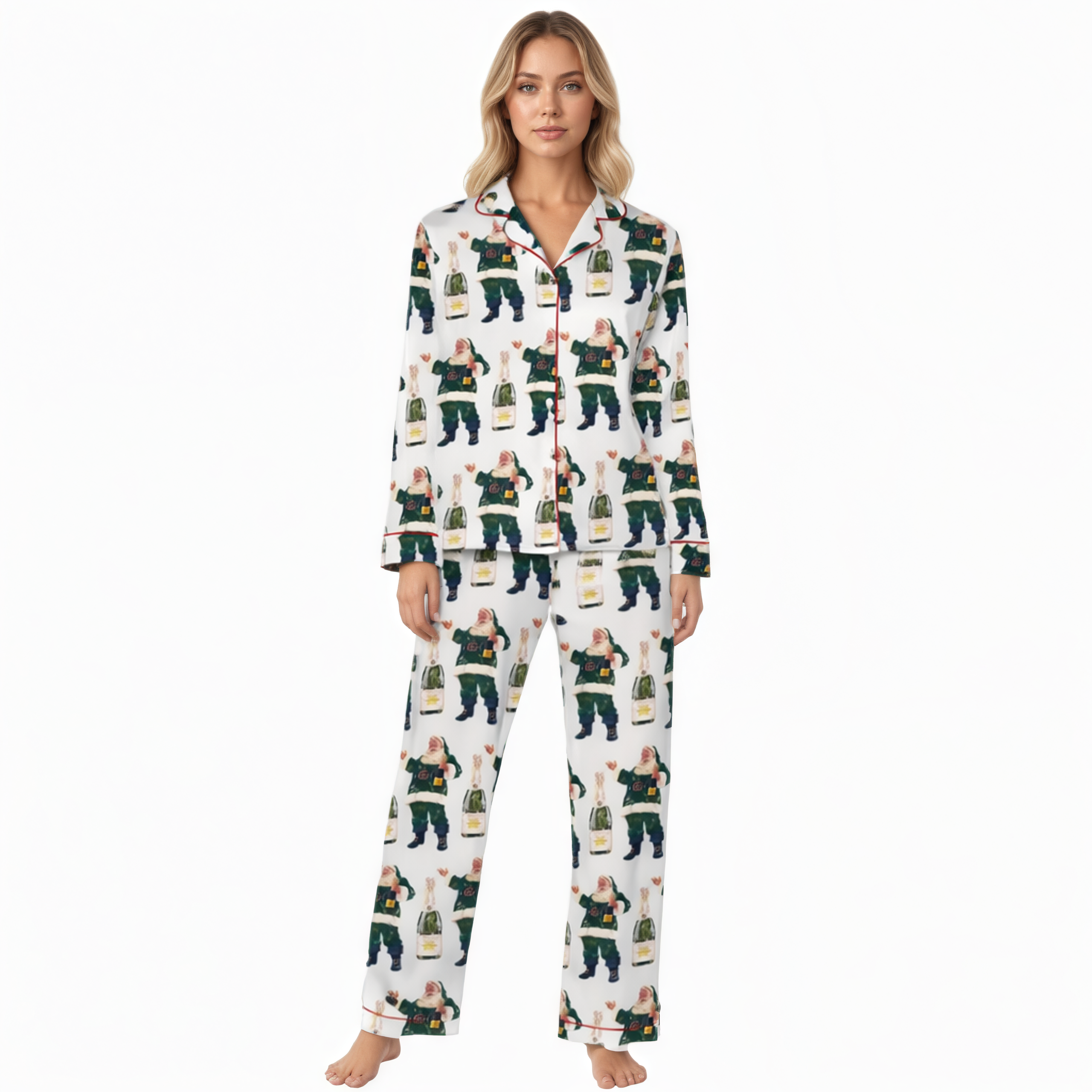 Christmas Santa Bottle Themed Pajama Set