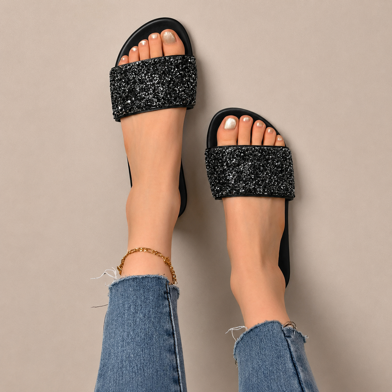 Light And Luxurious Casual Versatile Flat Slippers For Women