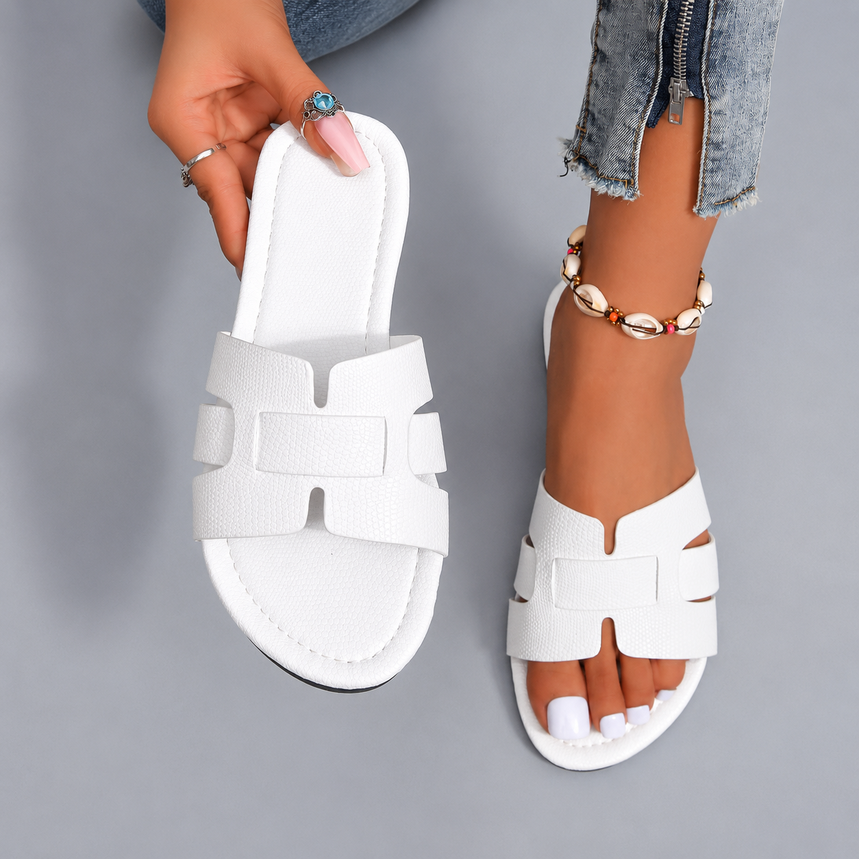 Vacation style Outdoor Flat Slipper Sandal For Women