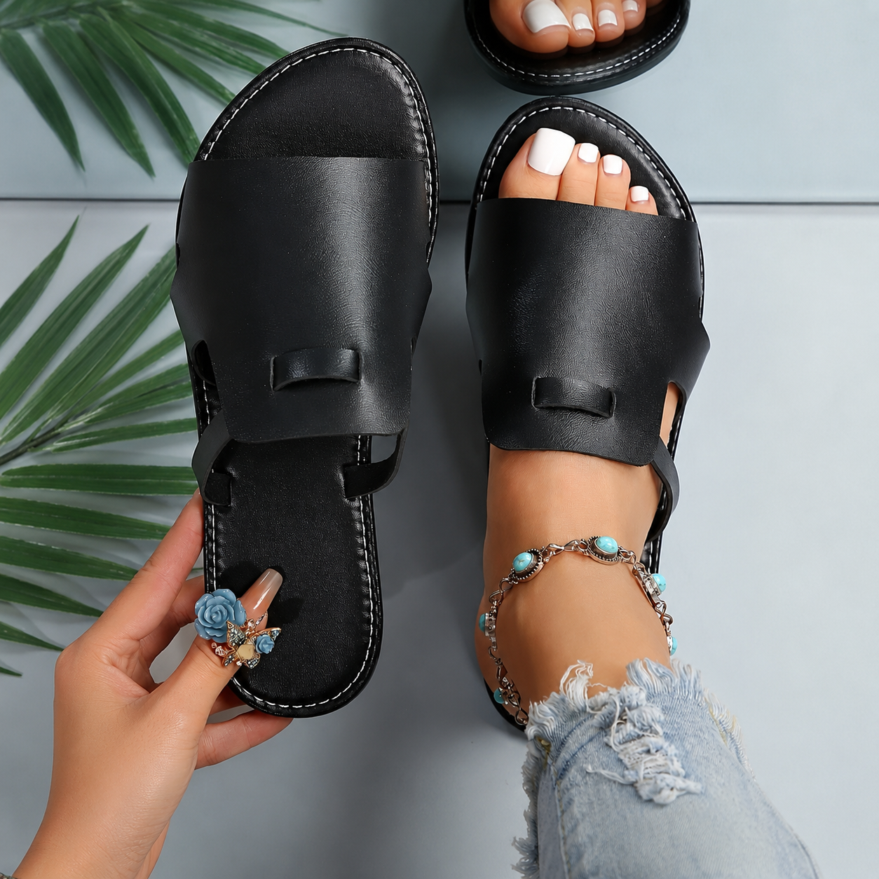 Minimalist Plus Size Slip On Summer Sandals