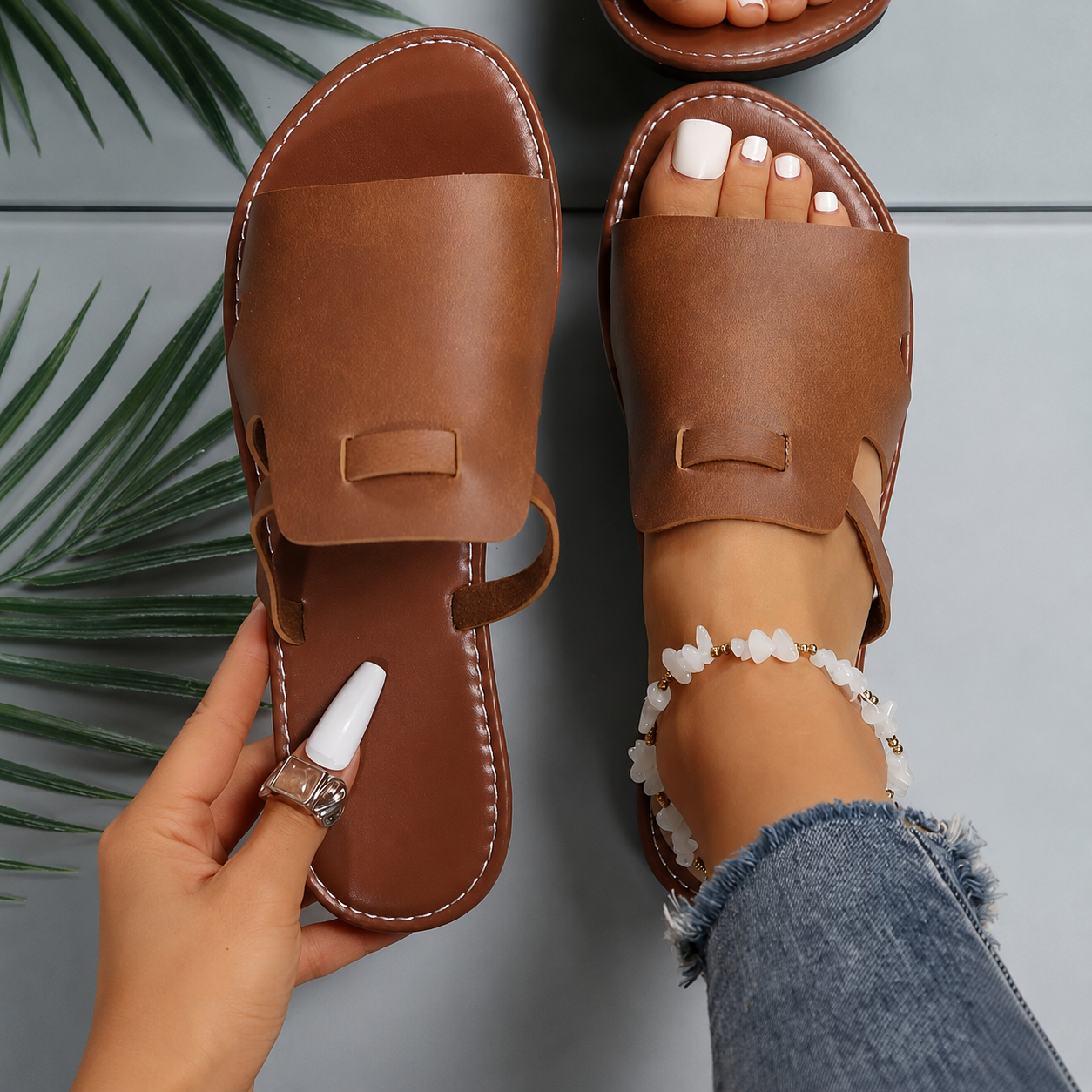 Minimalist Plus Size Slip On Summer Sandals