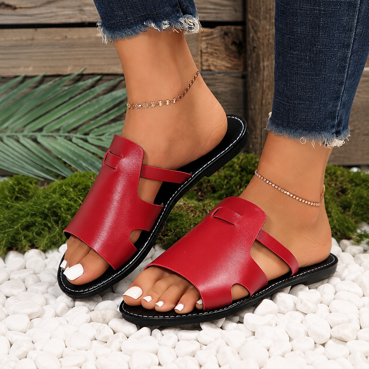 Minimalist Plus Size Slip On Summer Sandals