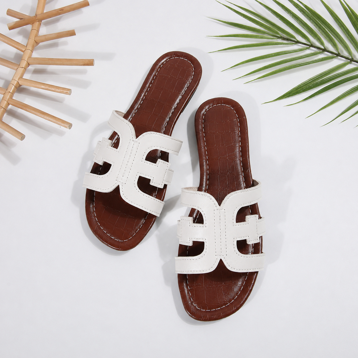 Summer Lightweight Mule Sandals with Slip On Flat Sole for Women