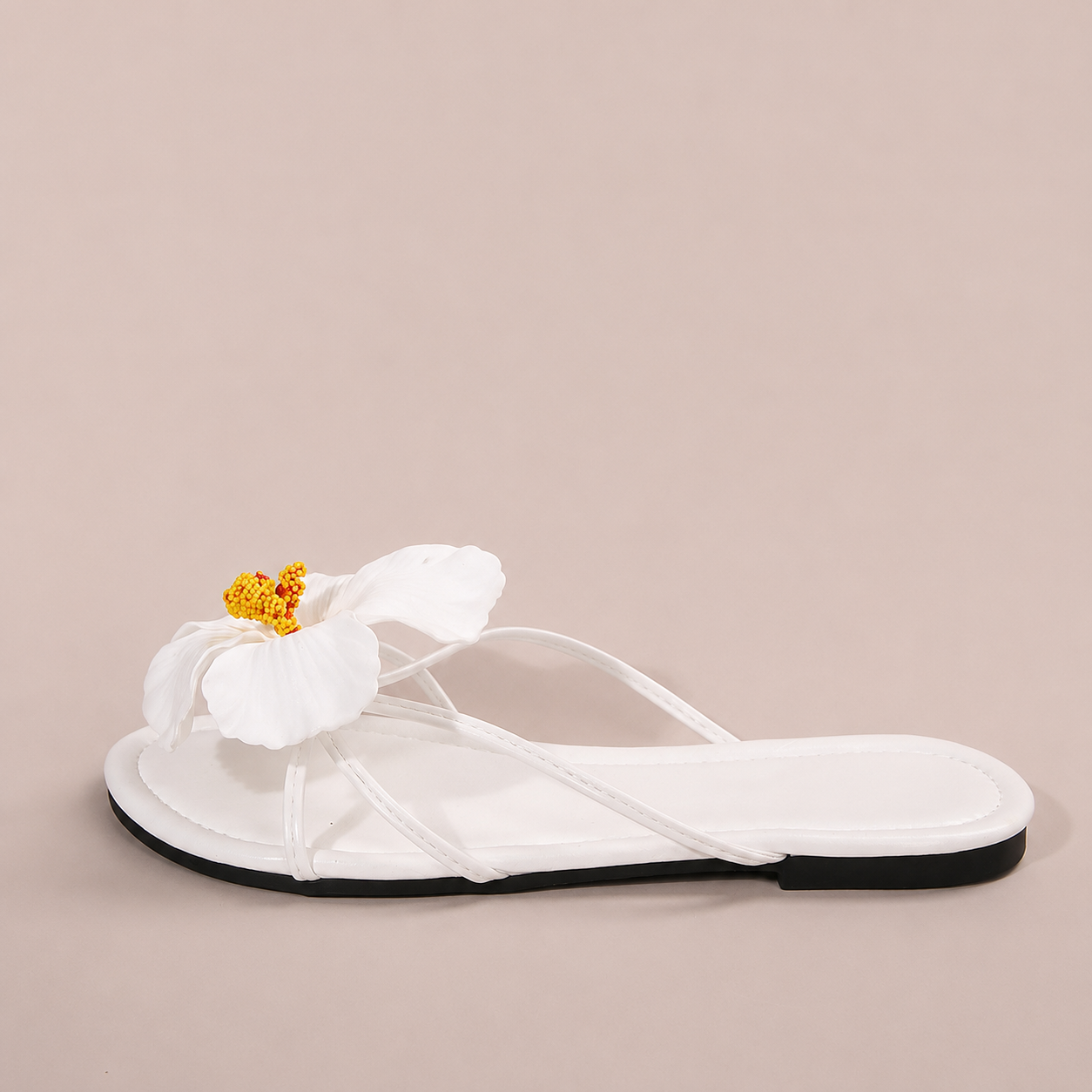 Floral Decor Strap Flat Sandals For Summer
