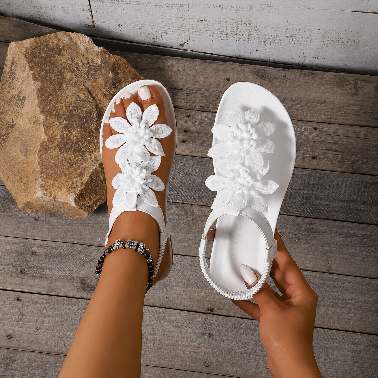 Floral Design Lightweight Casual Flat Sandals for Women