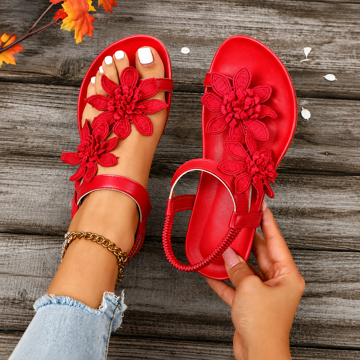 Floral Design Lightweight Casual Flat Sandals for Women