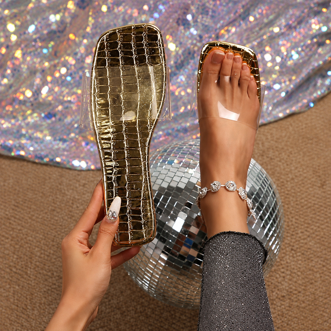 Casual Gatherings Transparent Strap Slide Sandals For Women