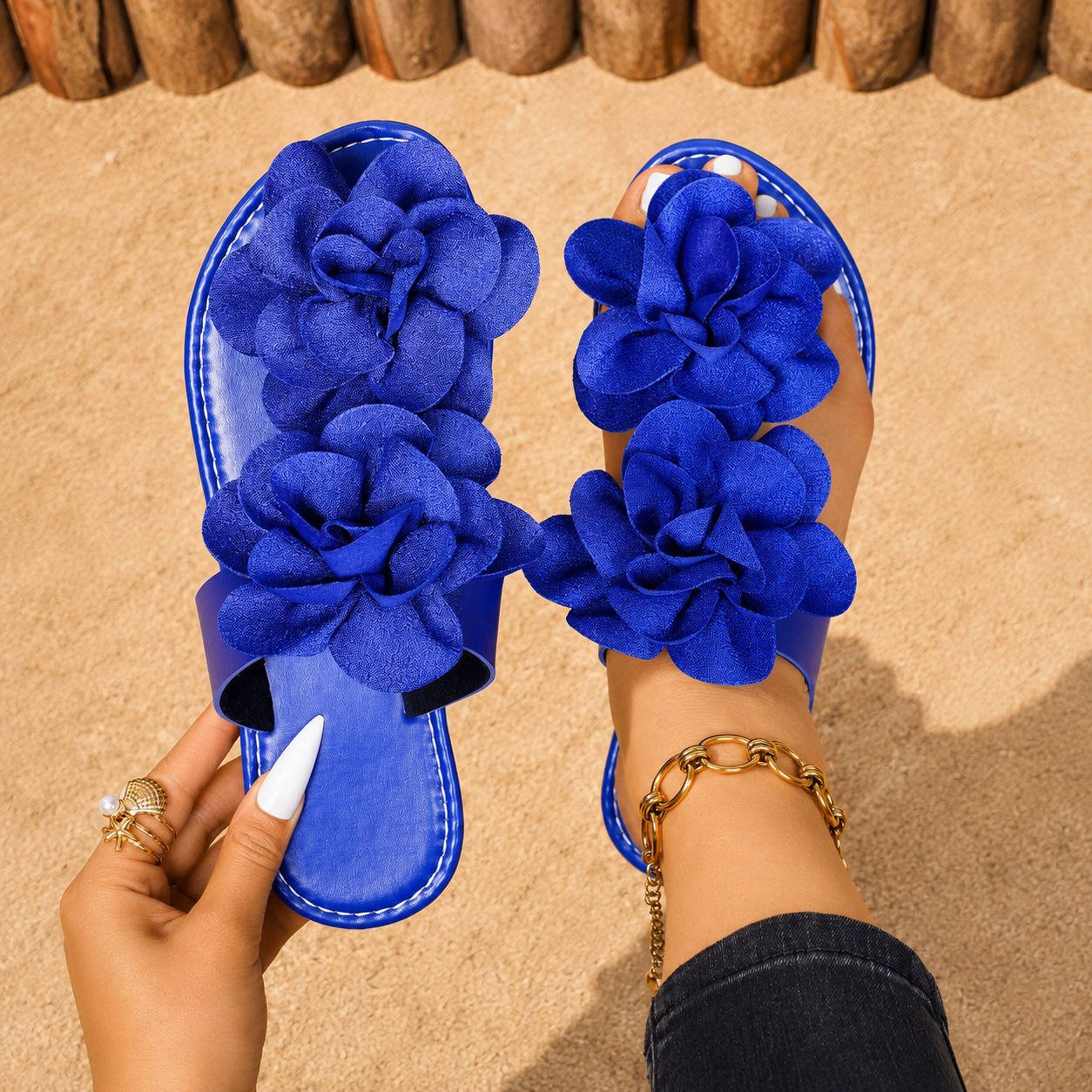 Bohemian Floral Decorated Casual Flat Sandals For Women
