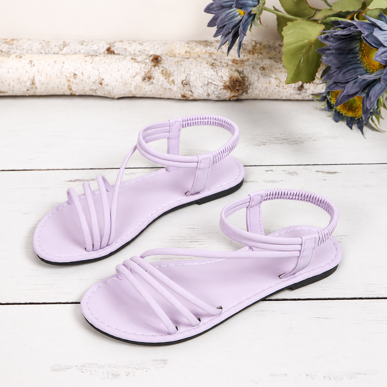 Casual Summer Beach Flat Sandals With Elastic Band For Women