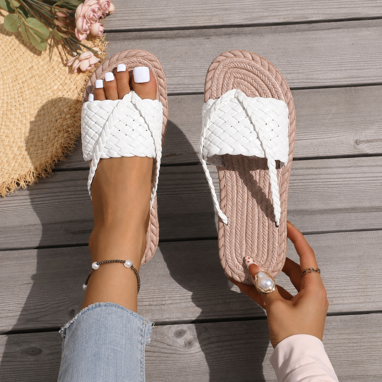 Plus Size Flip Flops Lightweight Holiday Slippers For Women