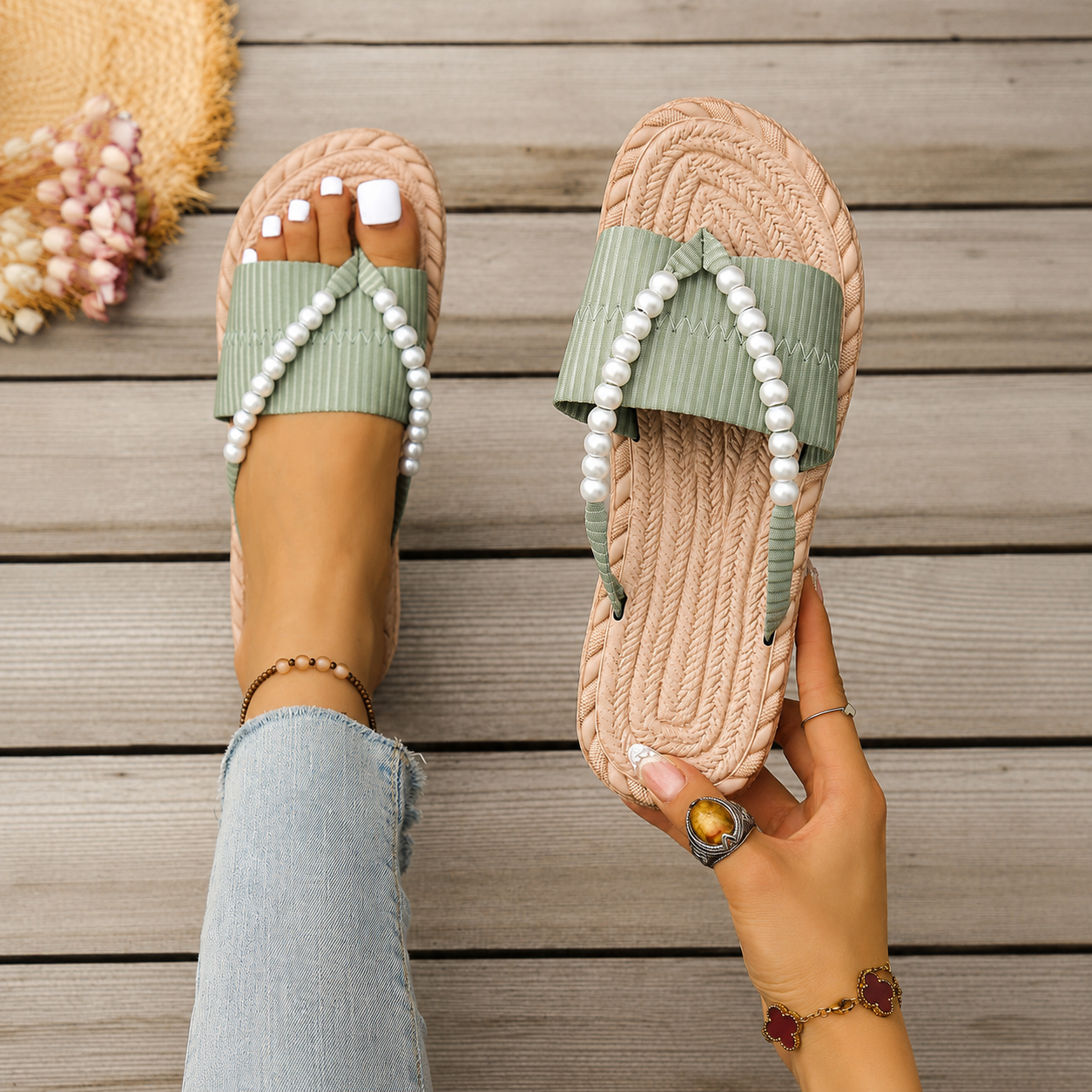 Plus Size Flip Flops Lightweight Holiday Slippers For Women