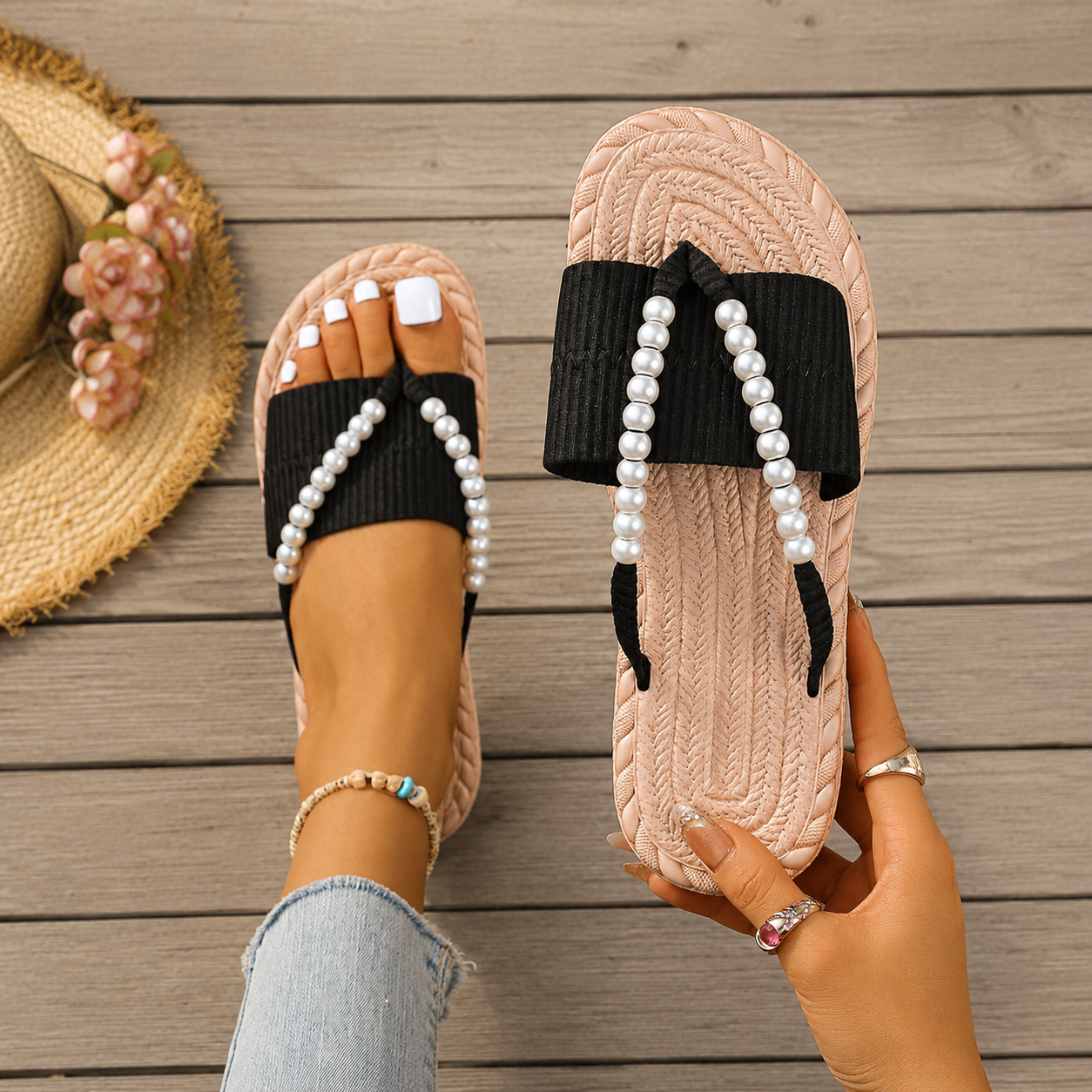 Plus Size Flip Flops Lightweight Holiday Slippers For Women