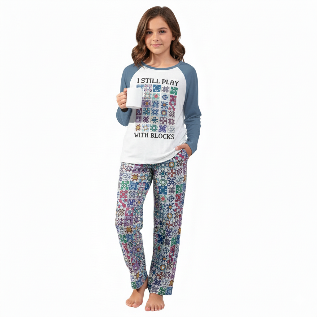 Geometric Quilt Pattern Lounge Pajama Set