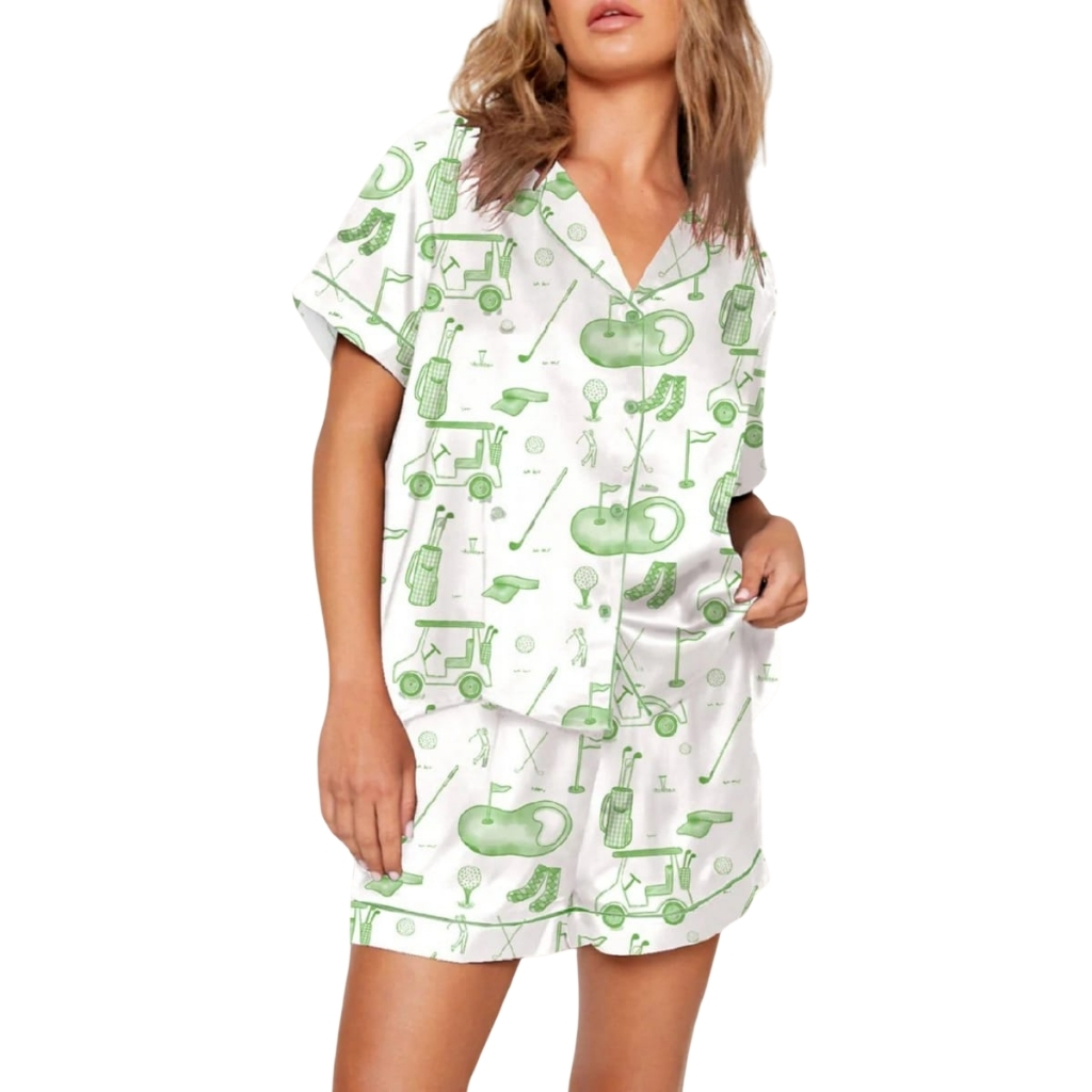 Golf Toile Watercolor Pajama Short Set