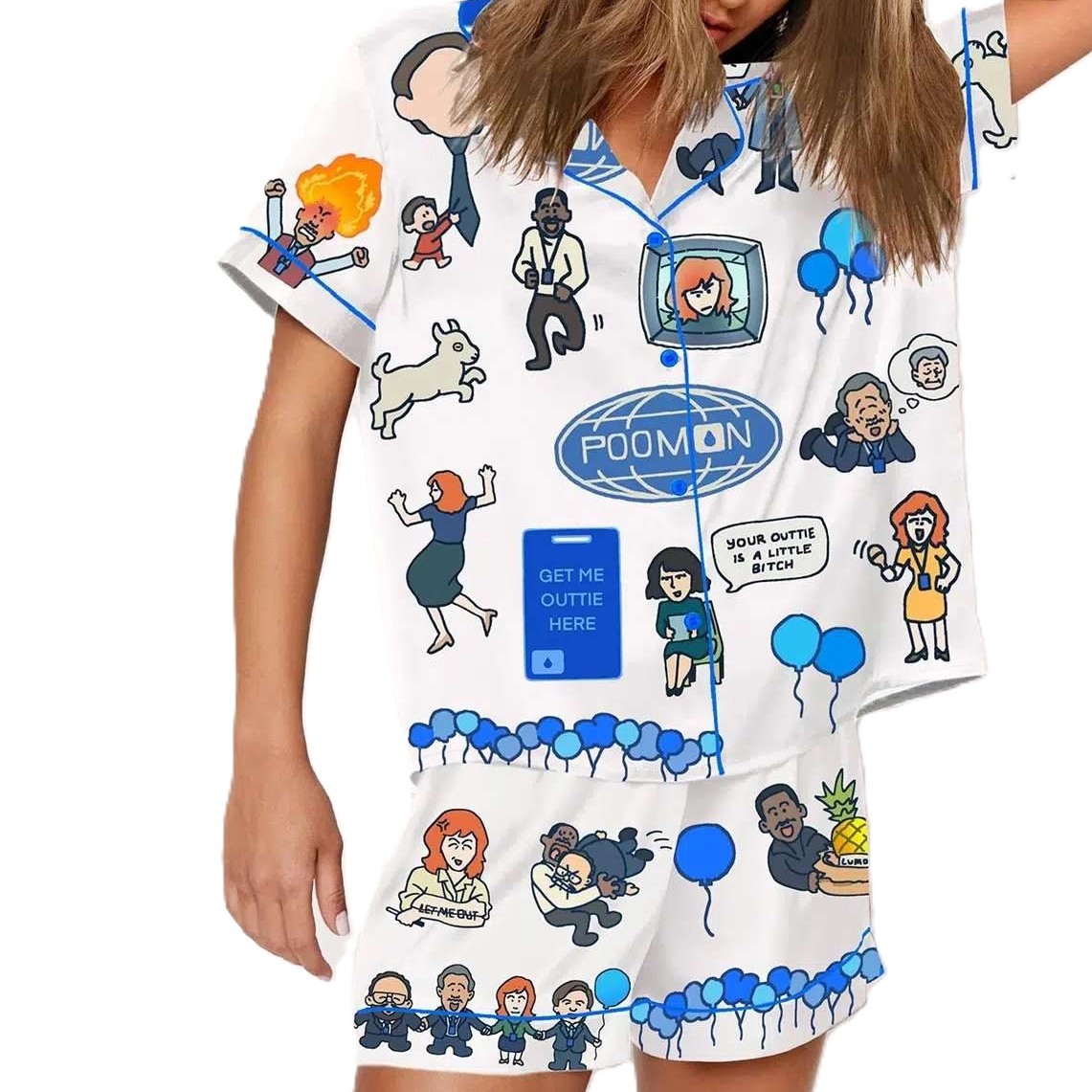 Office Scene Graphic Pajama Matching Set