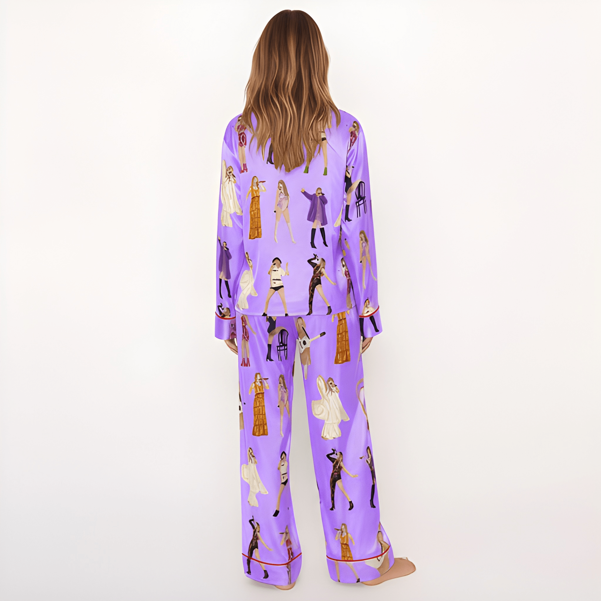 Concert Fan Print Comfy Satin Pajama Set For Women