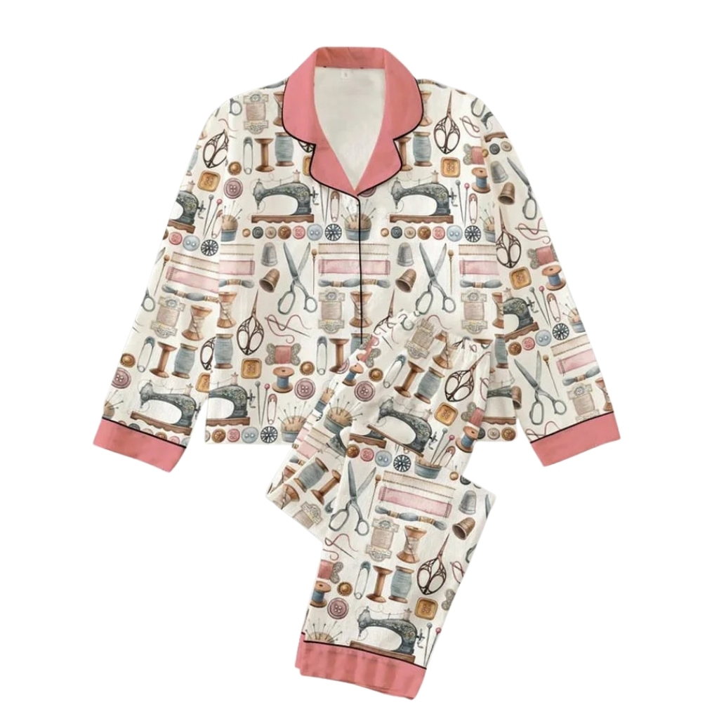 Sewing Tools Print Pajama Matching Set